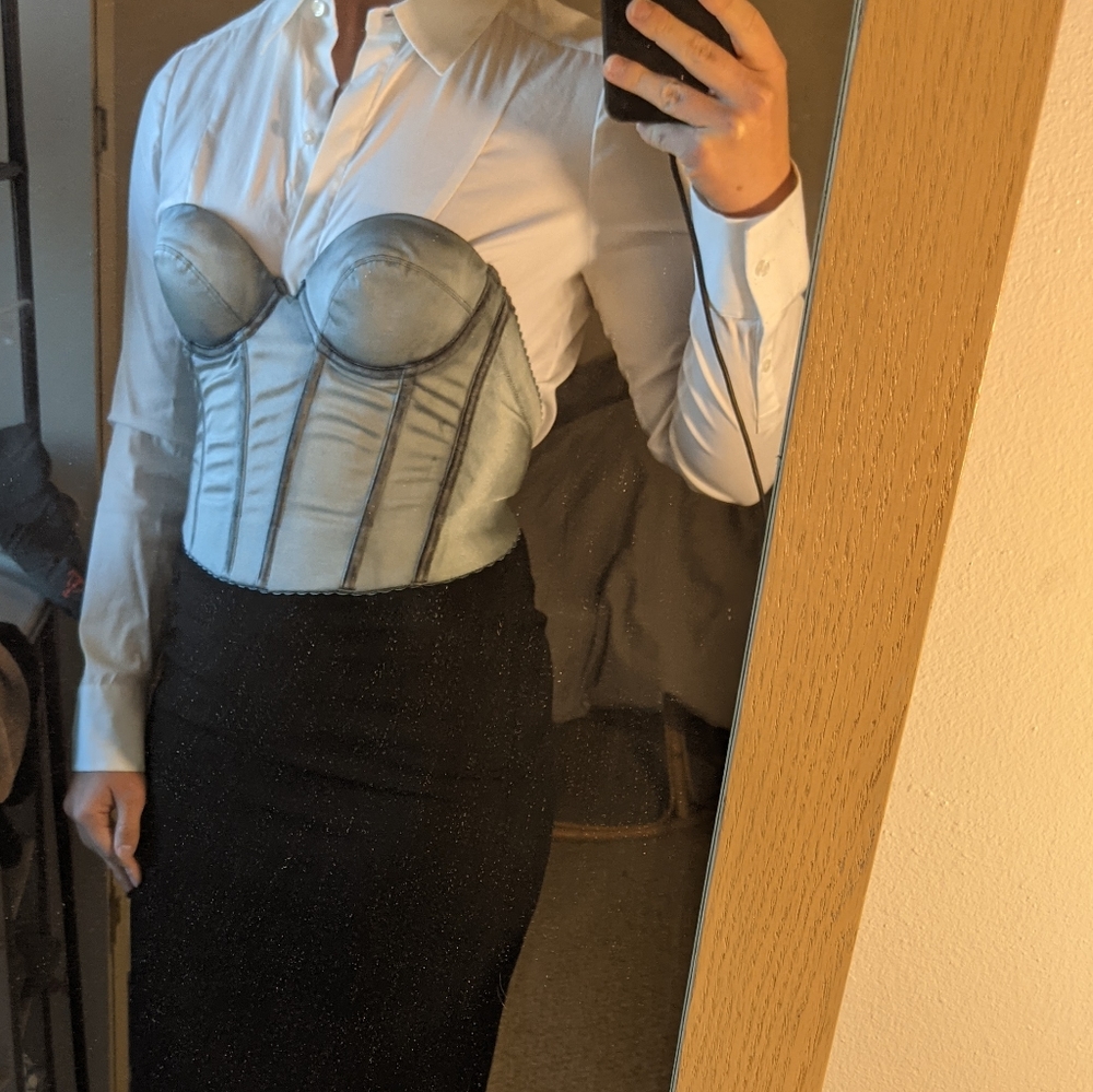 Silver corselette bra